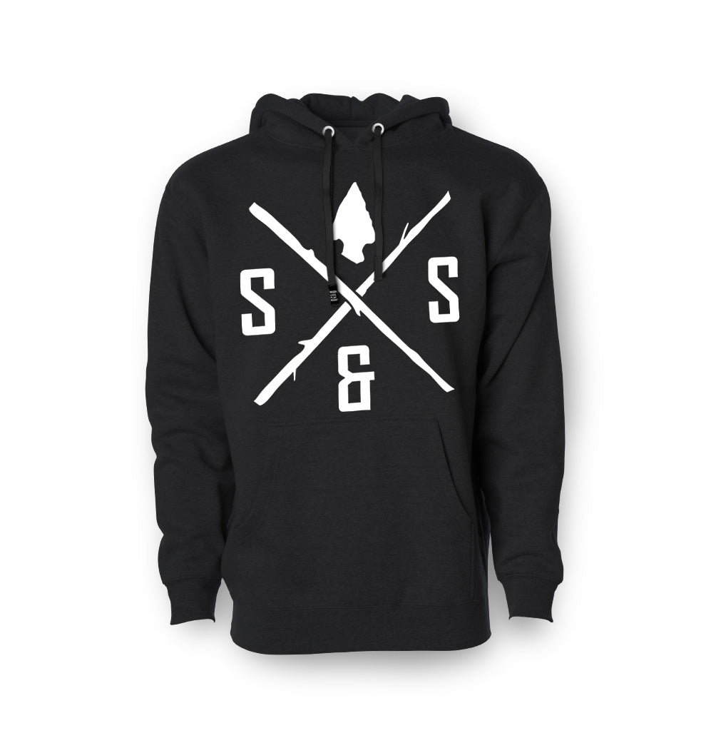 Pullover hoodie, Heavyweight Black with white logo